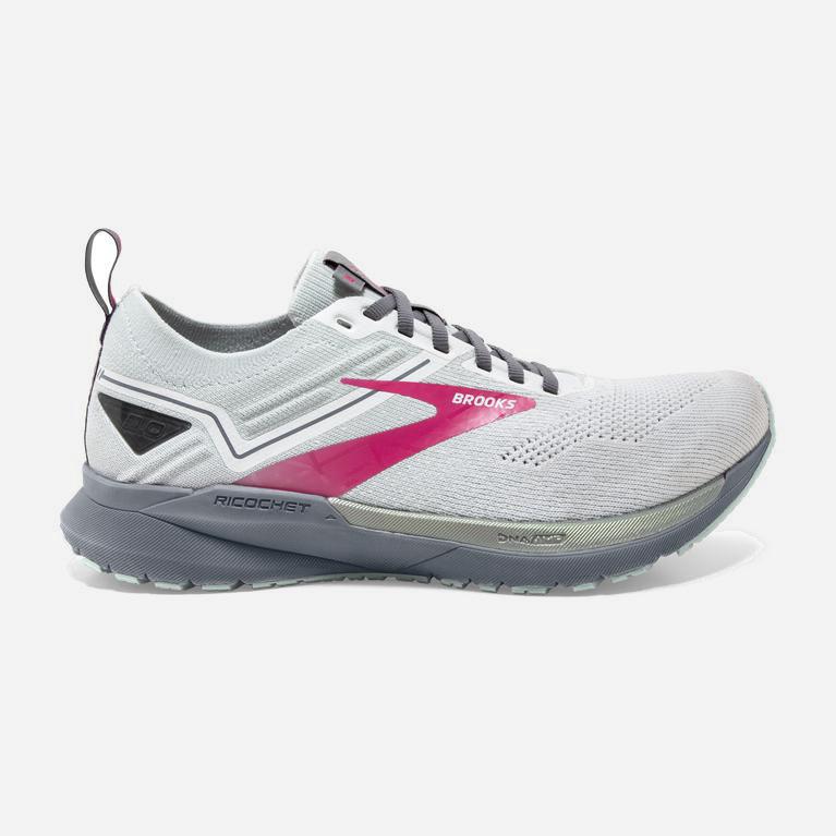 Brooks Women's Ricochet 3 Lightweight Road Running Shoes Singapore - White/Ice Flow/Pink (25963-QVMR